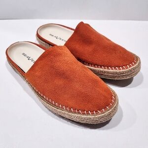 SeaVees Costa Mesa Mule Espadrille Spiced Orange Silky Suede Womens Size 7.5 US
